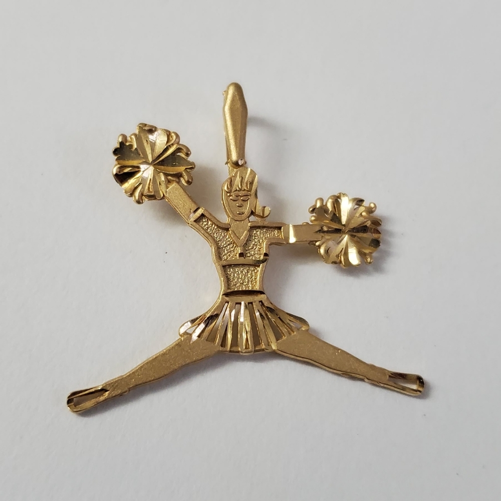 14K Gold Cheergirl Pendant – Celebrate Spirit and Energy